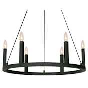 AFX Grace 6 Light 26" Wide Taper Candle Style Chandelier Black