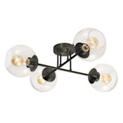 AFX Jamie 4 Light 25" Wide Semi-Flush Ceiling Fixture with Clelar Glass Shades Black