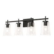 AFX Joanna 4 Light 32" Wide Vanity Light with Clear Glass Shades Black
