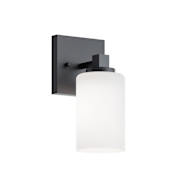 AFX Leo 9" Tall Bathroom Sconce with Frosted Glass Shade Black