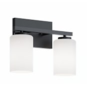 AFX Leo 2 Light 13" Wide Vanity Light with Frosted Glass Shades Black