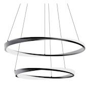 AFX Oberon 40" Wide LED 2-Tier Ring Chandelier Black