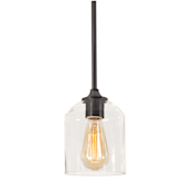 AFX William 6" Wide Mini Pendant with Clear Glass Shade Black
