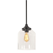 AFX William 8" Wide Mini Pendant with Clear Glass Shade Black