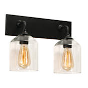 AFX William 2 Light 15" Wide Vanity Light with Clear Glass Shades Black