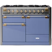 AGA Elise Series 48 Inch Wide 6 Cu. Ft. Free Standing Dual Fuel Range with Brass Accents Carnaby Blue / Brass