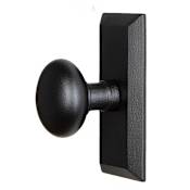 Ageless Iron Vale  - Rustic Cast Iron Non-Turning One Side Dummy Door Knob with Round Keep Knob Black Iron