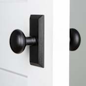Ageless Iron Vale - Rustic Cast Iron Non-Turning Two-Sided Dummy Door Knob Set with Keep Knob Black Iron