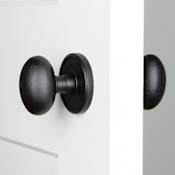 Ageless Iron Loch - Rustic Cast Iron Non-Turning Two-Sided Dummy Door Knob Set with Oval Egg Knob Black Iron