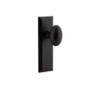 Ageless Iron Keep - Rustic Cast Iron Left Handed Privacy Door Knob Set with Aeg Oval Egg Knob and 2-3/8" Backset Black Iron