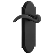 Ageless Iron Tine Left Handed Privacy Door Lever Set with Dome Long Rose and 2-3/8" Backset Black Iron
