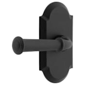 Ageless Iron Cannon Left Handed Privacy Door Lever Set with Vault Rose and 2-3/8" Backset Black Iron