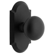 Ageless Iron Keep Privacy Door Knob Set with Vault Rose and 2-3/8" Backset Black Iron