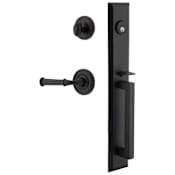 Ageless Iron Keep Left Handed One Piece Keyed Entry D Grip Handleset with Cannon Interior Lever and Loch Interior Trim - 2-3/4" Backset Black Iron