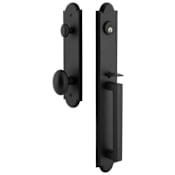 Ageless Iron Dome One Piece Keyed Entry D Grip Handleset with Aeg Interior Knob and Dome Tall Interior Trim - 2-3/8" Backset Black Iron