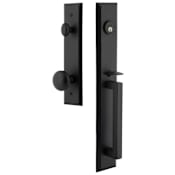 Ageless Iron Keep One Piece Keyed Entry D Grip Handleset with Keep Interior Knob and Keep Tall Interior Trim - 2-3/4" Backset Black Iron