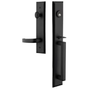 Ageless Iron Keep Right Handed One Piece Keyed Entry D Grip Handleset with Crescent Interior Lever and Keep Tall Interior Trim - 2-3/8" Backset Black Iron