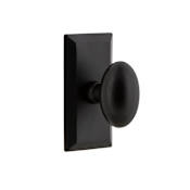 Ageless Iron Vale  - Rustic Cast Iron Passage Door Knob Set with Aeg Egg Knob and 2-3/8" Backset Black Iron