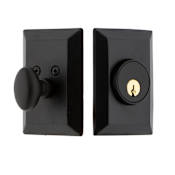Ageless Iron Vale  - Single Cylinder Keyed Entry Deadbolt with 2-3/8" Backset - Powder Coated Matte Black Rustic Cast Iron Black Iron