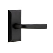 Ageless Iron Vale  - Rustic Cast Iron Right Handed Privacy Door Lever Set with Lance Lever and 2-3/8" Backset Black Iron