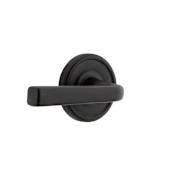 Ageless Iron Loch - Rustic Cast Iron Left Handed Privacy Door Lever Set with Lance Lever and 2-3/4" Backset Black Iron