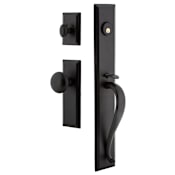 Ageless Iron Keep - Rustic Cast Iron Full Plate Single Cylinder Keyed Entry Handleset with Interior Keep Trim and Keep Knob for 2-3/8" Backset Doors Black Iron