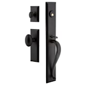 Ageless Iron Keep - Rustic Cast Iron Full Plate Single Cylinder Keyed Entry Handleset with Interior Keep Trim and Aeg Knob for 2-3/4" Backset Doors Black Iron