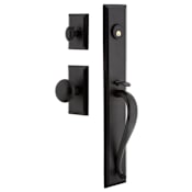 Ageless Iron Keep - Rustic Cast Iron Full Plate Single Cylinder Keyed Entry Handleset with Interior Vale Trim and Keep Knob for 2-3/8" Backset Doors Black Iron