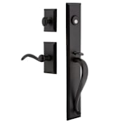 Ageless Iron Keep - Rustic Cast Iron Right Handed Full Plate Dummy Door Handleset with Interior Vale Trim and Tine Lever Black Iron