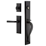 Ageless Iron Keep - Rustic Cast Iron Right Handed Full Plate Single Cylinder Keyed Entry Handleset with Interior Keep Trim and Lance Lever for 2-3/4" Backset Doors Black Iron