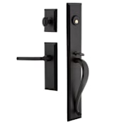 Ageless Iron Keep - Rustic Cast Iron Right Handed Full Plate Single Cylinder Keyed Entry Handleset with Interior Keep Trim and Dirk Lever for 2-3/8" Backset Doors Black Iron