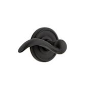 Ageless Iron Loch - Rustic Cast Iron Left Handed Privacy Door Lever Set with Tine Lever and 2-3/8" Backset Black Iron