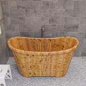 ALFI brand 63" Cedar Soaking Bathtub for Freestanding Installations with Center Drain Natural Wood