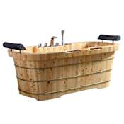 ALFI brand 65" Soaking Bathtub for Free Standing Installation - comes with Headrests Natural Wood