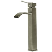 ALFI brand Tall Square Body Curved Spout Single Lever Bathroom Faucet Brushed Nickel