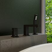 ALFI brand Deck Mounted Tub Filler with Built-In Diverter – Includes Hand Shower Black Matte
