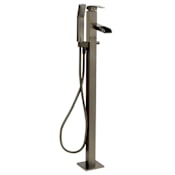 ALFI brand Floor Mounted Tub Filler with Lever Handle and Built-In Diverter – Includes Personal Hand Shower Brushed Nickel