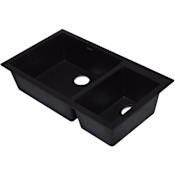 ALFI brand Alfi Trade 33-7/8" Undermount Double Basin Granite Composite Kitchen Sink Black