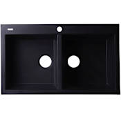 ALFI brand Alfi Trade 33-7/8" Drop In Double Basin Granite Composite Kitchen Sink Black