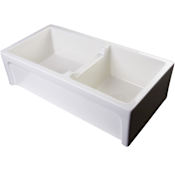 ALFI brand 36" Double Basin Arched Apron Thick Wall Farmhouse Fireclay Kitchen Sink Biscuit