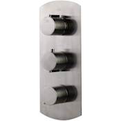 ALFI brand Concealed 4-Way Thermostatic Valve Shower Mixer with Round Knobs Brushed Nickel