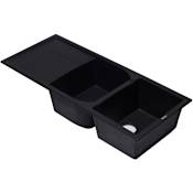 ALFI brand Alfi Trade 45-11/16" Drop In Double Basin Granite Composite Kitchen Sink with Drainboard Black