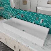 ALFI brand 48" Fireclay Bathroom Trough Sink for Vessel or Undermount Installations White