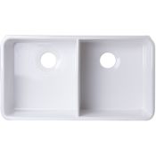 ALFI brand 32" Double Basin Fireclay Kitchen Sink for Undermount Installations White