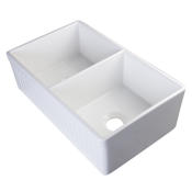 ALFI brand 19-7/8" Double Basin Farmhouse Fireclay Kitchen Sink White