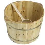 ALFI brand 15" Wood Foot Soaking Barrel Bucket with Matching Spoon Natural Wood