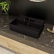 ALFI brand 23-3/8" Rectangular Porcelain Vessel Bathroom Sink with Overflow and 1 Faucet Holes at 0" Centers Black Matte