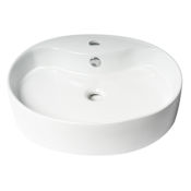 ALFI brand 22" Oval Porcelain Vessel Bathroom Sink with Overflow and 1 Faucet Holes at 0" Centers White