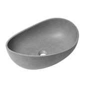 ALFI brand 22-1/2" Oval Concrete Vessel Bathroom Sink Grey Matte