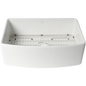 ALFI brand 30" Farmhouse Single Basin Fireclay Kitchen Sink with Basin Rack White